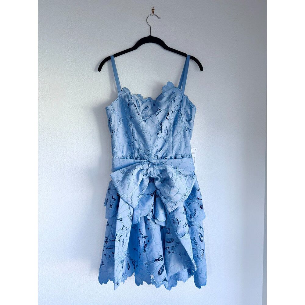 NWT Mestiza New York Vanessa Convertible Bow Lace Mini Dress in Heritage Blue 6 - Picture 7 of 16